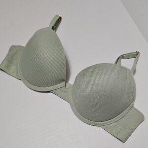 Danskin Light Sage Ribbed Padded T-Shirt Bra Light Push Up Size 34C